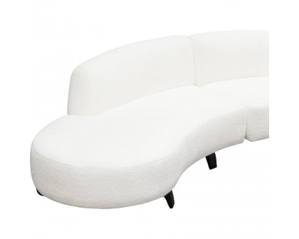 Diamond Sofa Vesper 2PC Faux Shearling Modular Curved Armless Chaise with Black Wood Leg Base - White