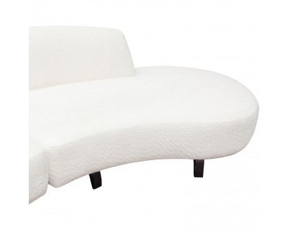 Diamond Sofa Vesper 2PC Faux Shearling Modular Curved Armless Chaise with Black Wood Leg Base - White