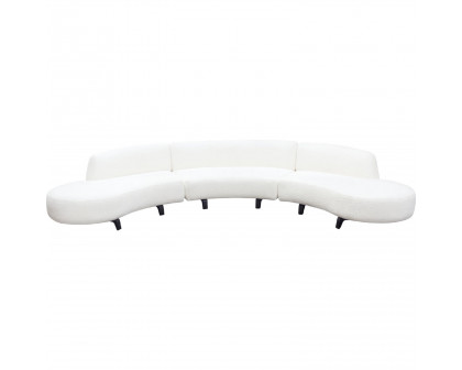 Diamond Sofa - Vesper Faux Shearling Modular Curved Armless Sofa & Chaise with Black Wood Leg Base