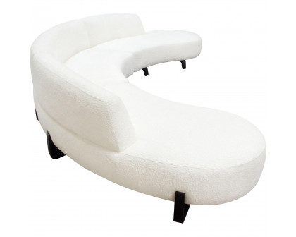 Diamond Sofa Vesper 3PC Faux Shearling Modular Curved Armless Sofa & (2) Chaise with Black Wood Leg Base - White