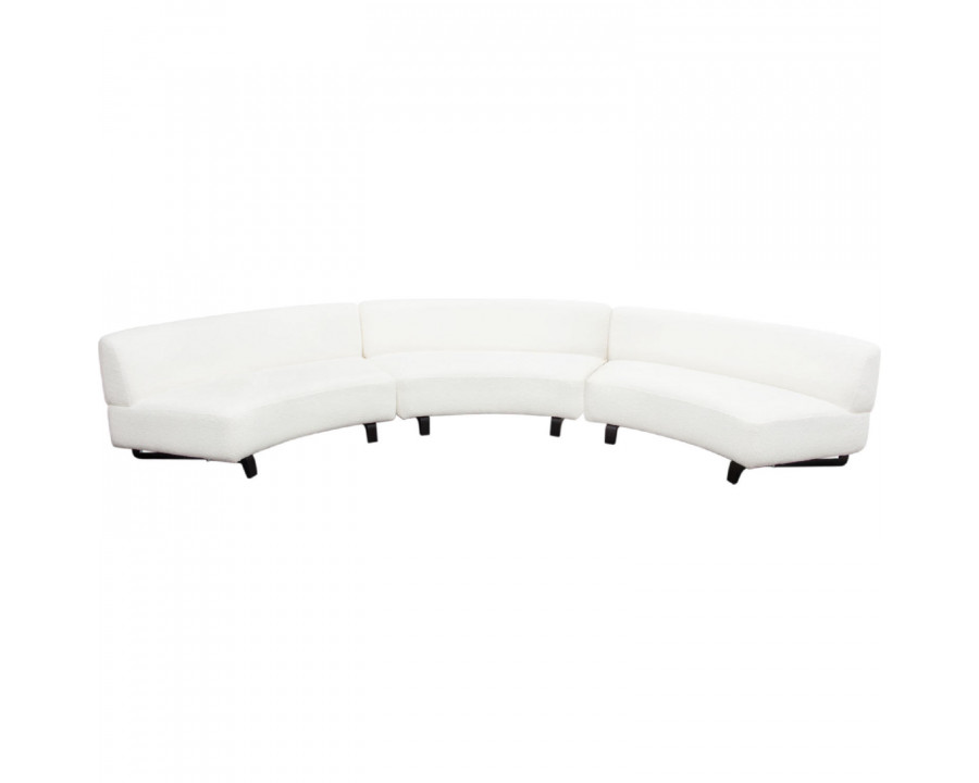 Diamond Sofa - Vesper 3PC Faux Shearling Modular Curved Armless Sofa with Black Wood Leg Base in White