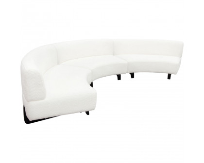 Diamond Sofa - Vesper 3PC Faux Shearling Modular Curved Armless Sofa with Black Wood Leg Base in White