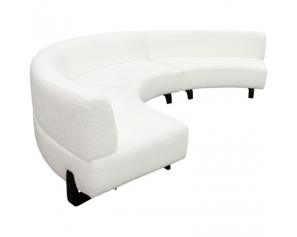 Diamond Sofa - Vesper 3PC Faux Shearling Modular Curved Armless Sofa with Black Wood Leg Base in White