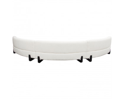 Diamond Sofa - Vesper 3PC Faux Shearling Modular Curved Armless Sofa with Black Wood Leg Base in White