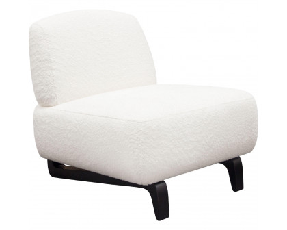 Diamond Sofa™ Vesper Faux Shearling Armless Chair with Black Wood Leg Base - White