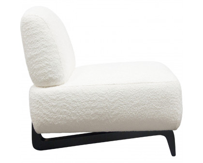 Diamond Sofa™ Vesper Faux Shearling Armless Chair with Black Wood Leg Base - White