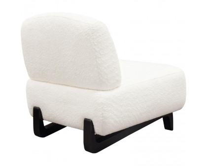 Diamond Sofa™ Vesper Faux Shearling Armless Chair with Black Wood Leg Base - White