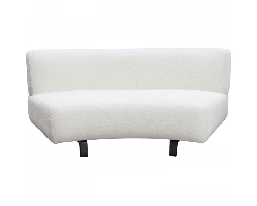 Diamond Sofa Vesper Faux Shearling Curved Armless Sofa with Black Wood Leg Base - White