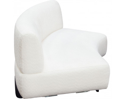 Diamond Sofa Vesper Faux Shearling Curved Armless Sofa with Black Wood Leg Base - White