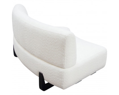 Diamond Sofa Vesper Faux Shearling Curved Armless Sofa with Black Wood Leg Base - White