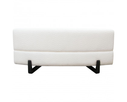 Diamond Sofa Vesper Faux Shearling Curved Armless Sofa with Black Wood Leg Base - White