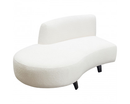 Diamond Sofa Vesper Faux Shearling Curved Armless Left Chaise with Black Wood Leg Base - White