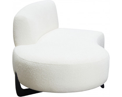 Diamond Sofa Vesper Faux Shearling Curved Armless Left Chaise with Black Wood Leg Base - White