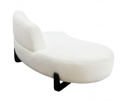 Diamond Sofa Vesper Faux Shearling Curved Armless Left Chaise with Black Wood Leg Base - White