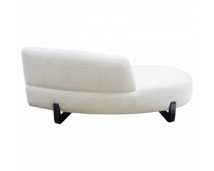 Diamond Sofa Vesper Faux Shearling Curved Armless Left Chaise with Black Wood Leg Base - White