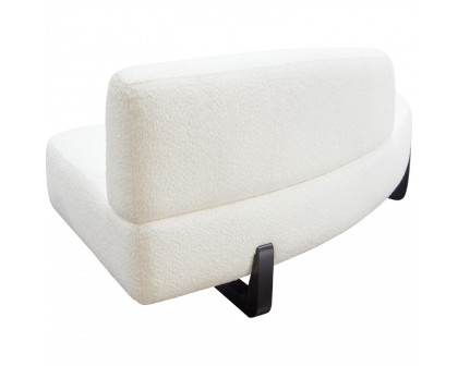 Diamond Sofa Vesper Faux Shearling Curved Armless Left Chaise with Black Wood Leg Base - White