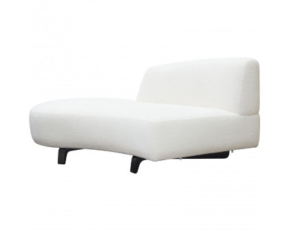 Diamond Sofa Vesper Faux Shearling Curved Armless Left Chaise with Black Wood Leg Base - White