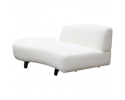 Diamond Sofa Vesper Faux Shearling Curved Armless Left Chaise with Black Wood Leg Base - White