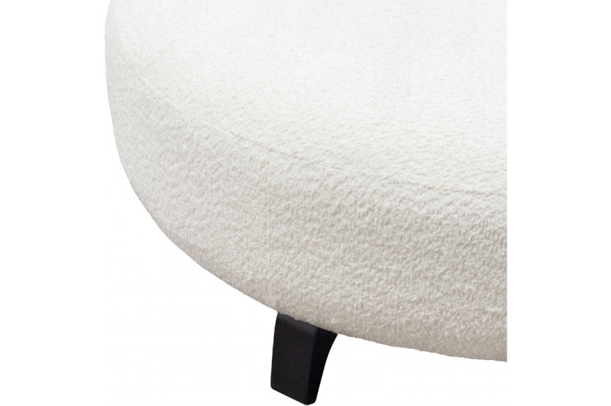 Diamond Sofa™ Vesper Faux Shearling Round Ottoman with Black Wood Leg Base - White