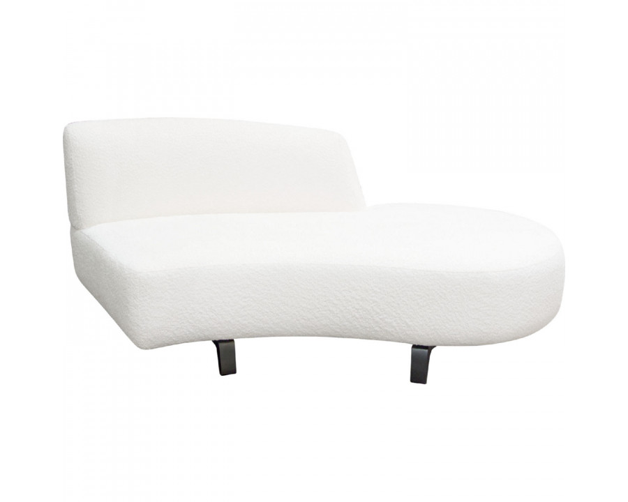 Diamond Sofa Vesper Faux Shearling Curved Armless Right Chaise with Black Wood Leg Base - White