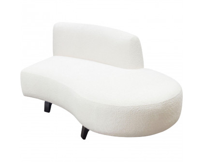 Diamond Sofa Vesper Faux Shearling Curved Armless Right Chaise with Black Wood Leg Base - White