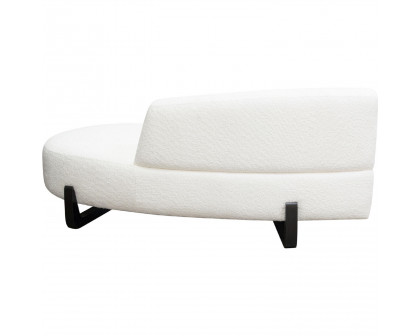 Diamond Sofa Vesper Faux Shearling Curved Armless Right Chaise with Black Wood Leg Base - White