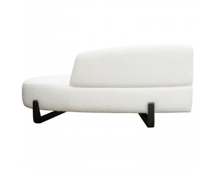 Diamond Sofa Vesper Faux Shearling Curved Armless Right Chaise with Black Wood Leg Base - White