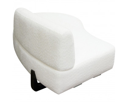 Diamond Sofa Vesper Faux Shearling Curved Armless Right Chaise with Black Wood Leg Base - White