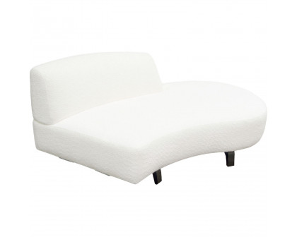 Diamond Sofa Vesper Faux Shearling Curved Armless Right Chaise with Black Wood Leg Base - White