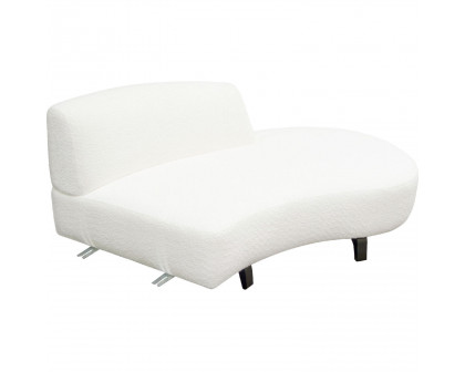 Diamond Sofa Vesper Faux Shearling Curved Armless Right Chaise with Black Wood Leg Base - White