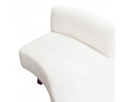 Diamond Sofa Vesper Faux Shearling Curved Armless Right Chaise with Black Wood Leg Base - White