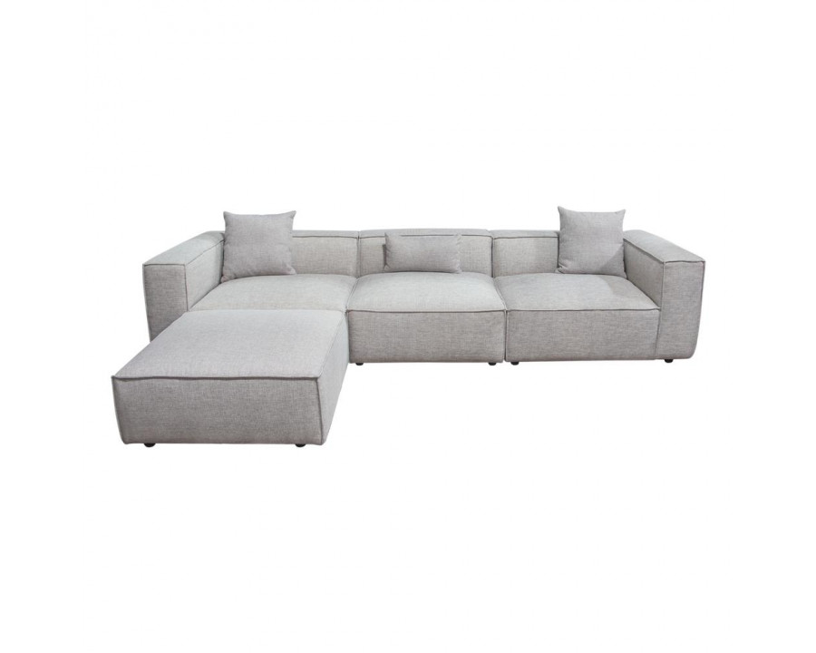 Diamond Sofa - Vice 4PC Fabric Modular Sectional with Ottoman in Barley