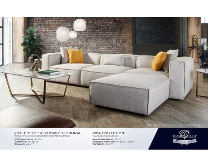 Diamond Sofa - Vice 4PC Fabric Modular Sectional with Ottoman in Barley