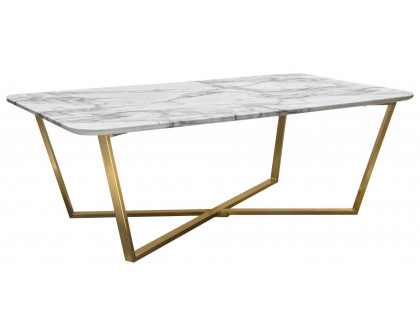 Diamond Sofa - Vida Cocktail Table with Faux Marble Top and Brushed Gold Metal Frame