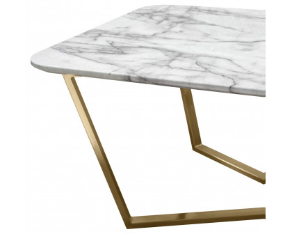 Diamond Sofa Vida Rectangle Cocktail Table with Faux Marble Top and Brushed Gold Metal Frame