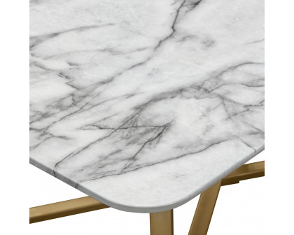 Diamond Sofa Vida Rectangle Cocktail Table with Faux Marble Top and Brushed Gold Metal Frame