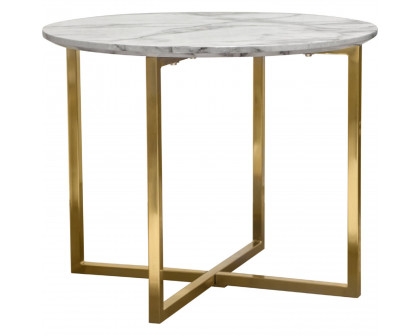 Diamond Sofa - Vida 24" Round End Table with Faux Marble Top and Brushed Gold Metal Frame