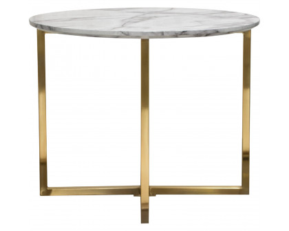 Diamond Sofa - Vida 24" Round End Table with Faux Marble Top and Brushed Gold Metal Frame