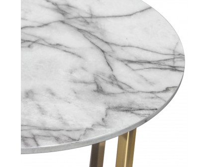 Diamond Sofa - Vida 24" Round End Table with Faux Marble Top and Brushed Gold Metal Frame