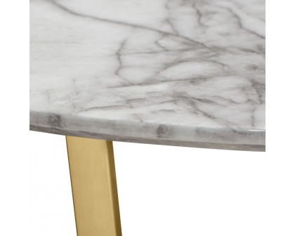 Diamond Sofa Vida Round Cocktail Table with Faux Marble Top and Brushed Gold Metal Frame