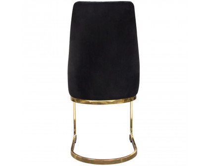 Diamond Sofa Vogue Velvet Dining Chairs with Polished Gold Metal Base (Set of 2) - Black