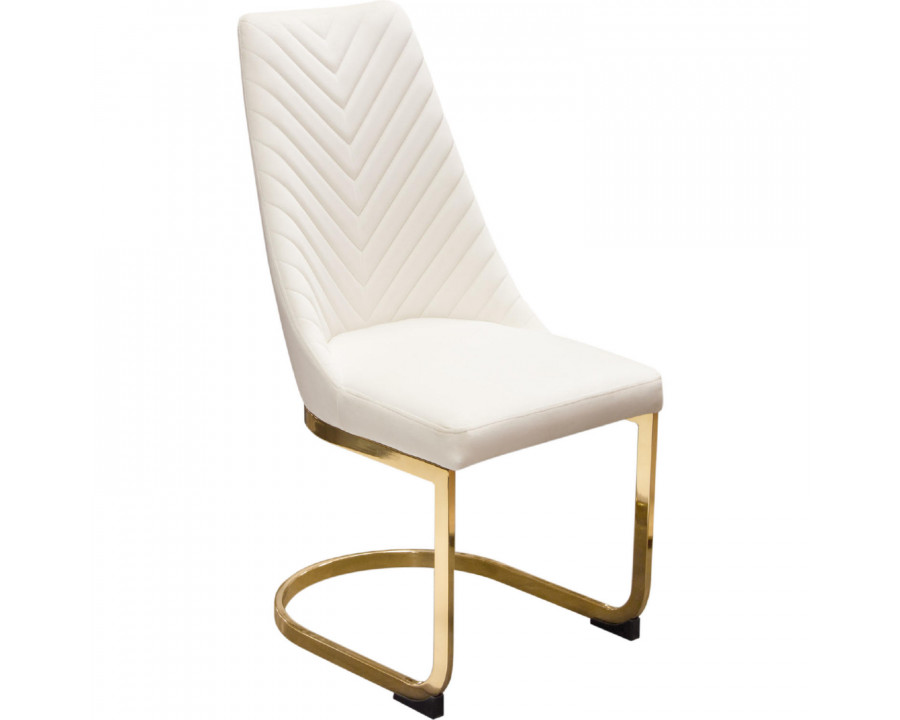 Diamond Sofa Vogue Velvet Dining Chairs with Polished Gold Metal Base (Set of 2) - Cream