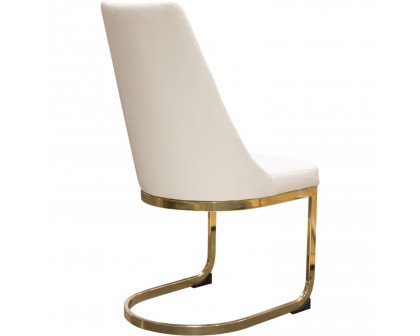 Diamond Sofa Vogue Velvet Dining Chairs with Polished Gold Metal Base (Set of 2) - Cream