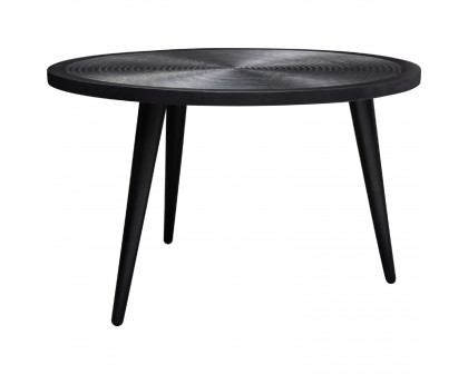 Diamond Sofa - Vortex Round Cocktail Table in Solid Mango Wood Top & Iron Legs in Black Finish