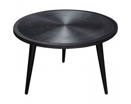 Diamond Sofa - Vortex Round Cocktail Table in Solid Mango Wood Top & Iron Legs in Black Finish