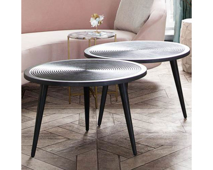 Diamond Sofa - Vortex Round Cocktail Table in Solid Mango Wood Top & Iron Legs in Black Finish