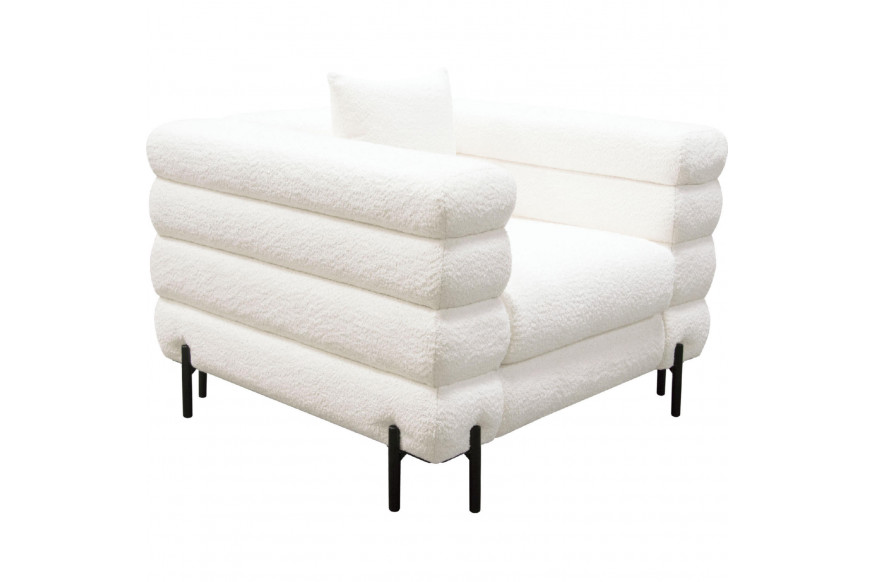 Diamond Sofa™ Vox Faux Shearling Chair with Black Powder Metal Legs - White