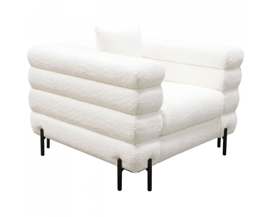 Diamond Sofa - Vox Faux Shearling Chair with Black Powder Metal Legs in White