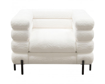 Diamond Sofa™ Vox Faux Shearling Chair with Black Powder Metal Legs - White