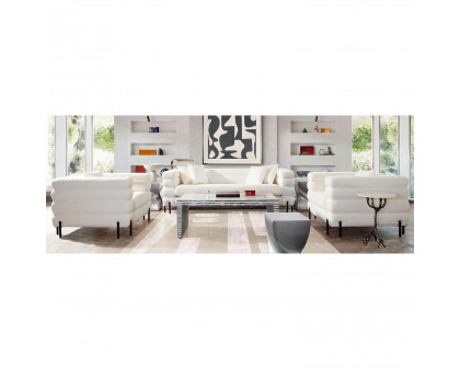 Diamond Sofa™ Vox Faux Shearling Chair with Black Powder Metal Legs - White